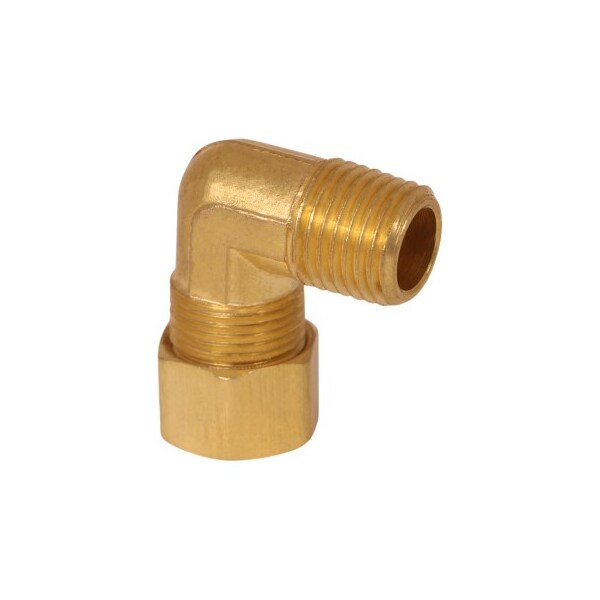3/8 O.D. COMP X 1/4 MIP Reducing 90° Elbow Pipe Fitting, Lead Free Brass